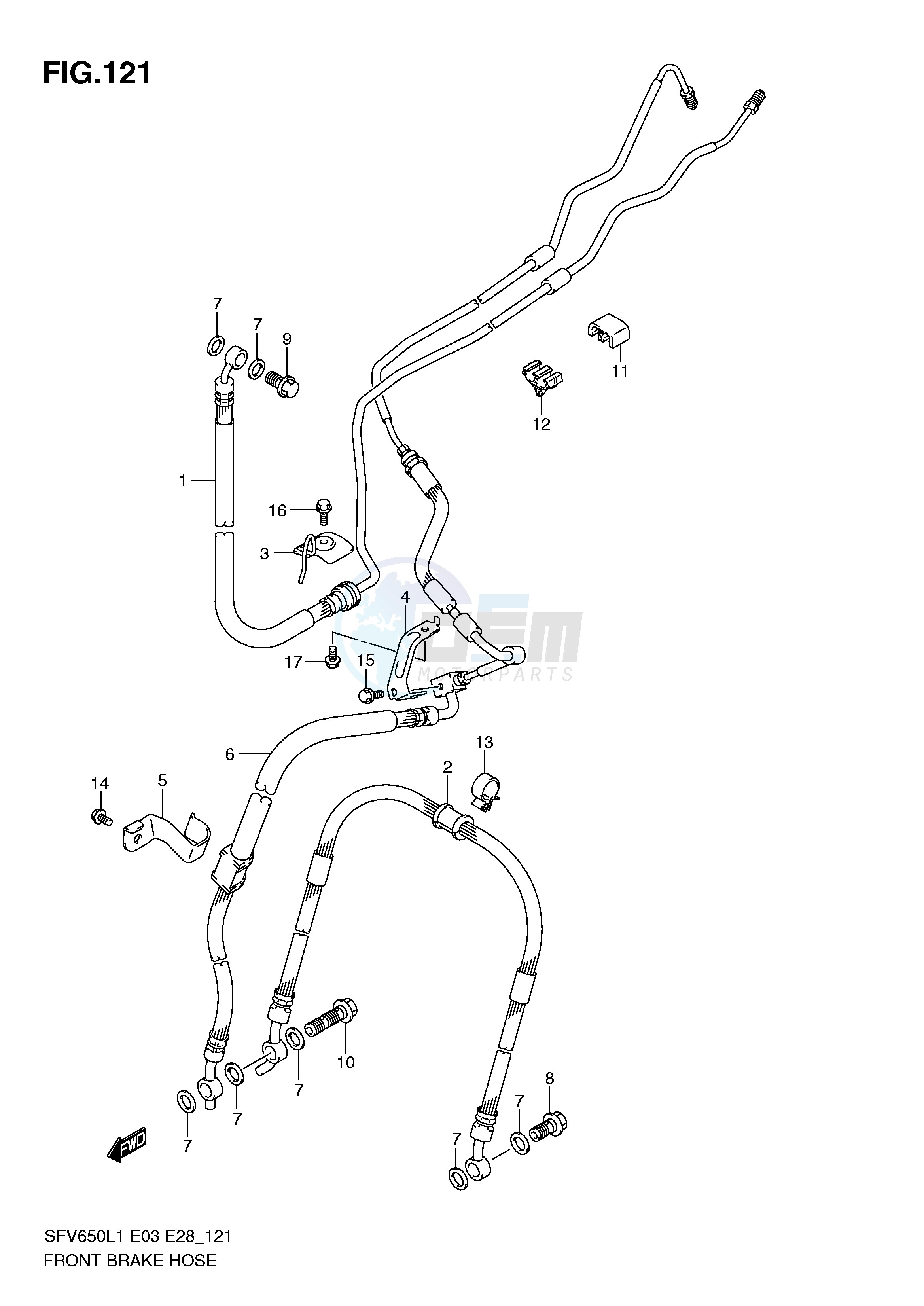 FRONT BRAKE HOSE (SFV650AL1 E33) image