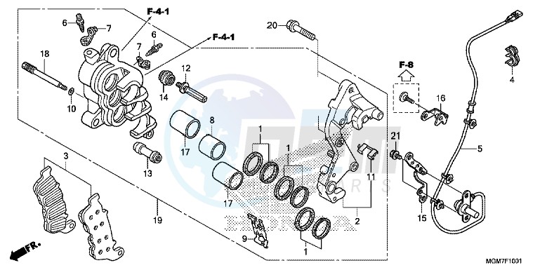 R. FRONT BRAKE CALIPER (CB600FA) blueprint