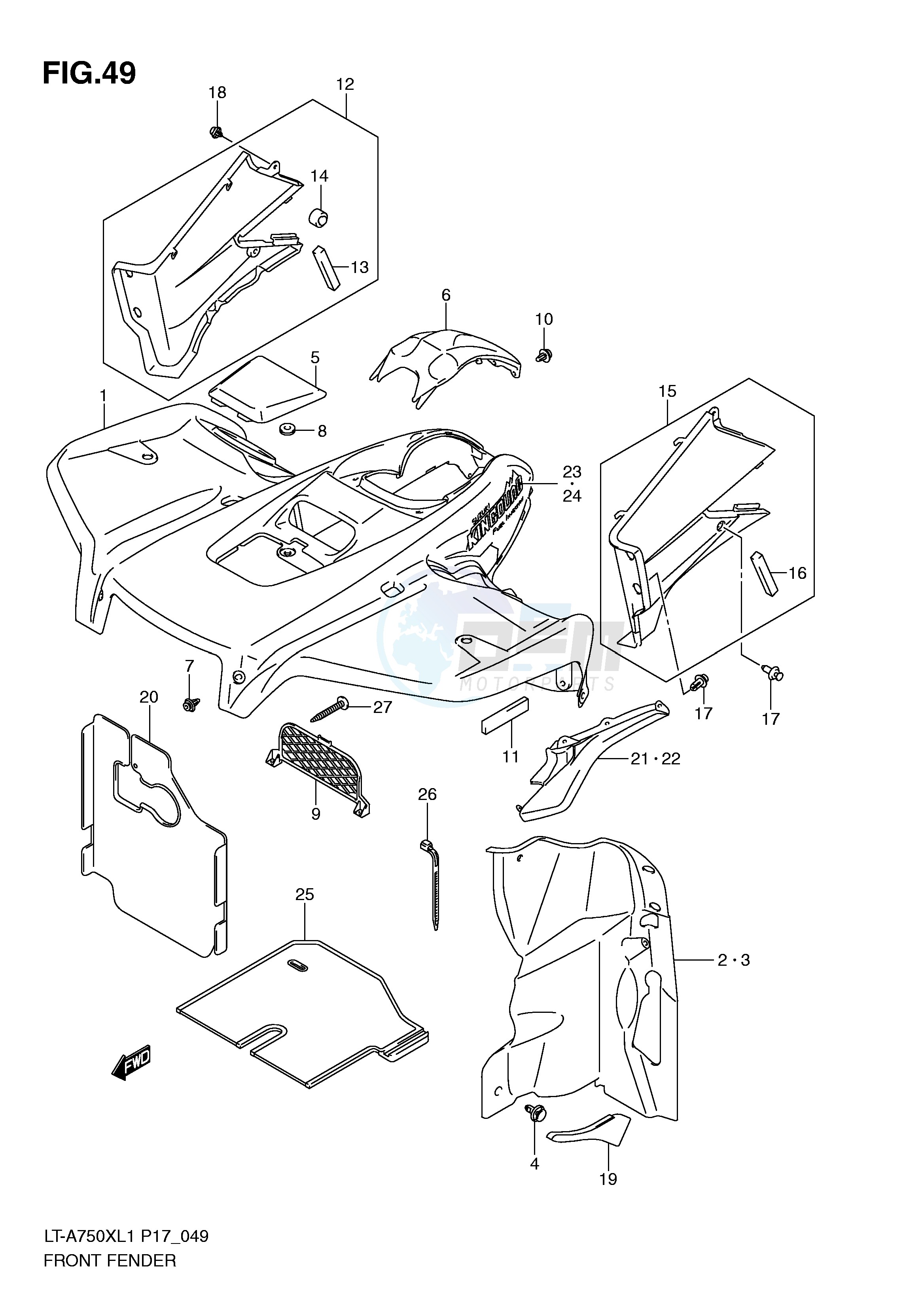 FRONT FENDER (LT-A750XL1 P24) blueprint