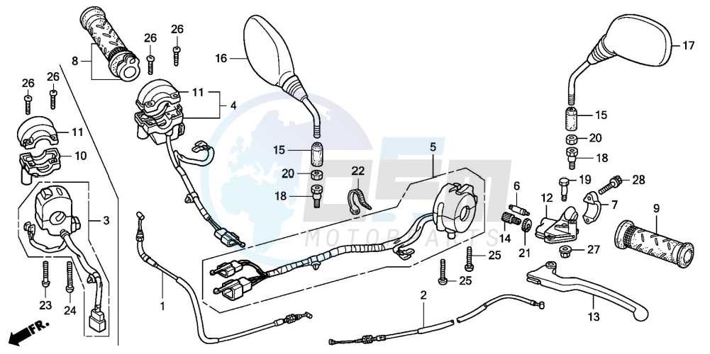 HANDLE LEVER/SWITCH/CABLE (CBR125RW7) blueprint