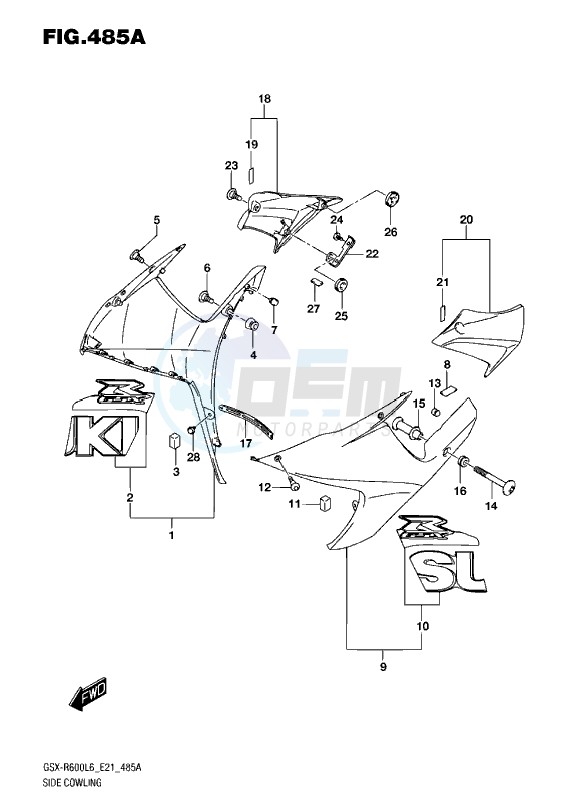 SIDE COWLING L6 (YSF) blueprint