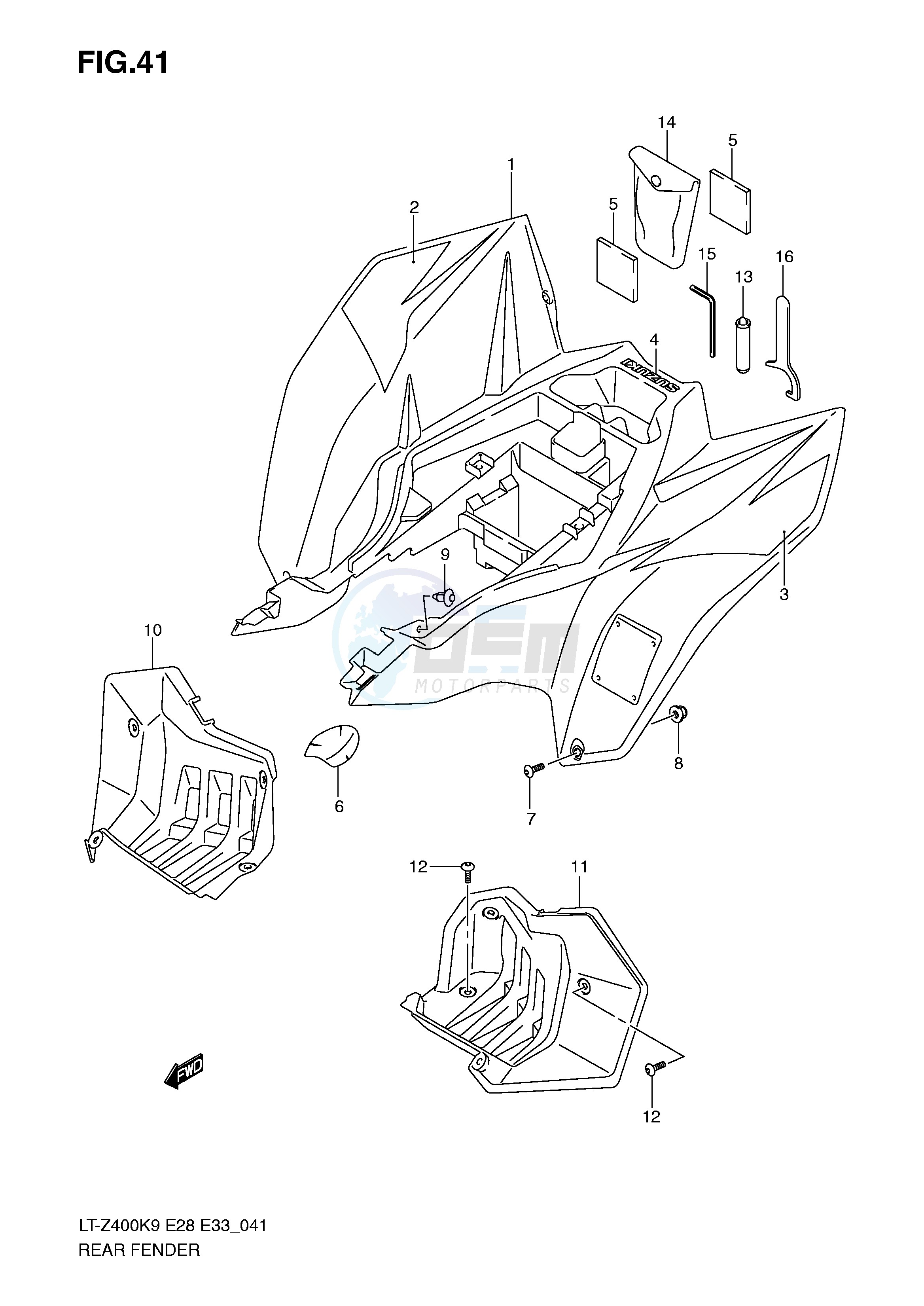 REAR FENDER (LT-Z400K9) blueprint