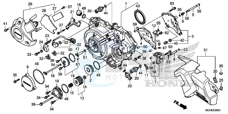 RIGHT CRANKCASE COVER (VFR1200XD/XDA/XDL/XDS) blueprint