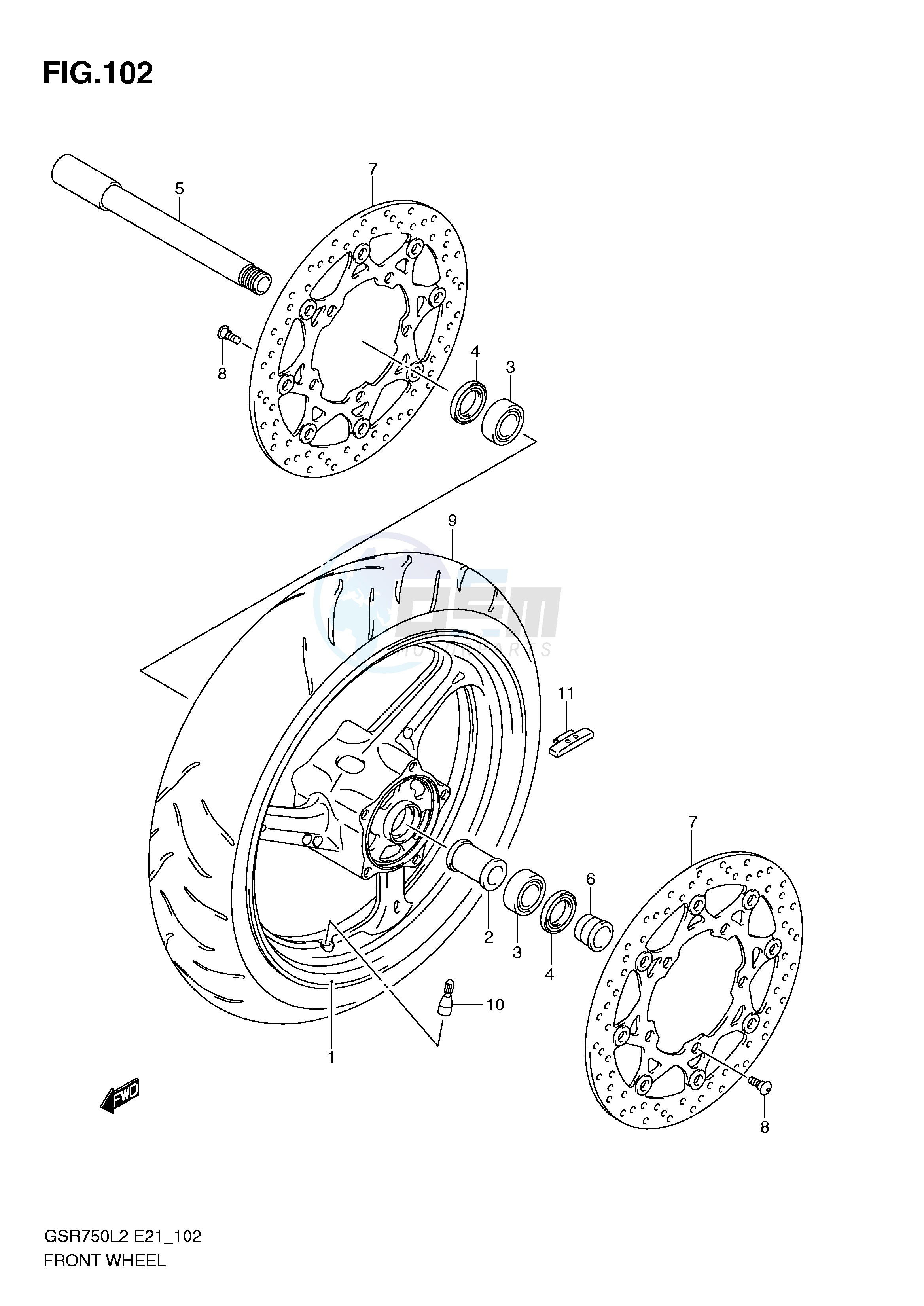 FRONT WHEEL (GSR750L2 E21) image