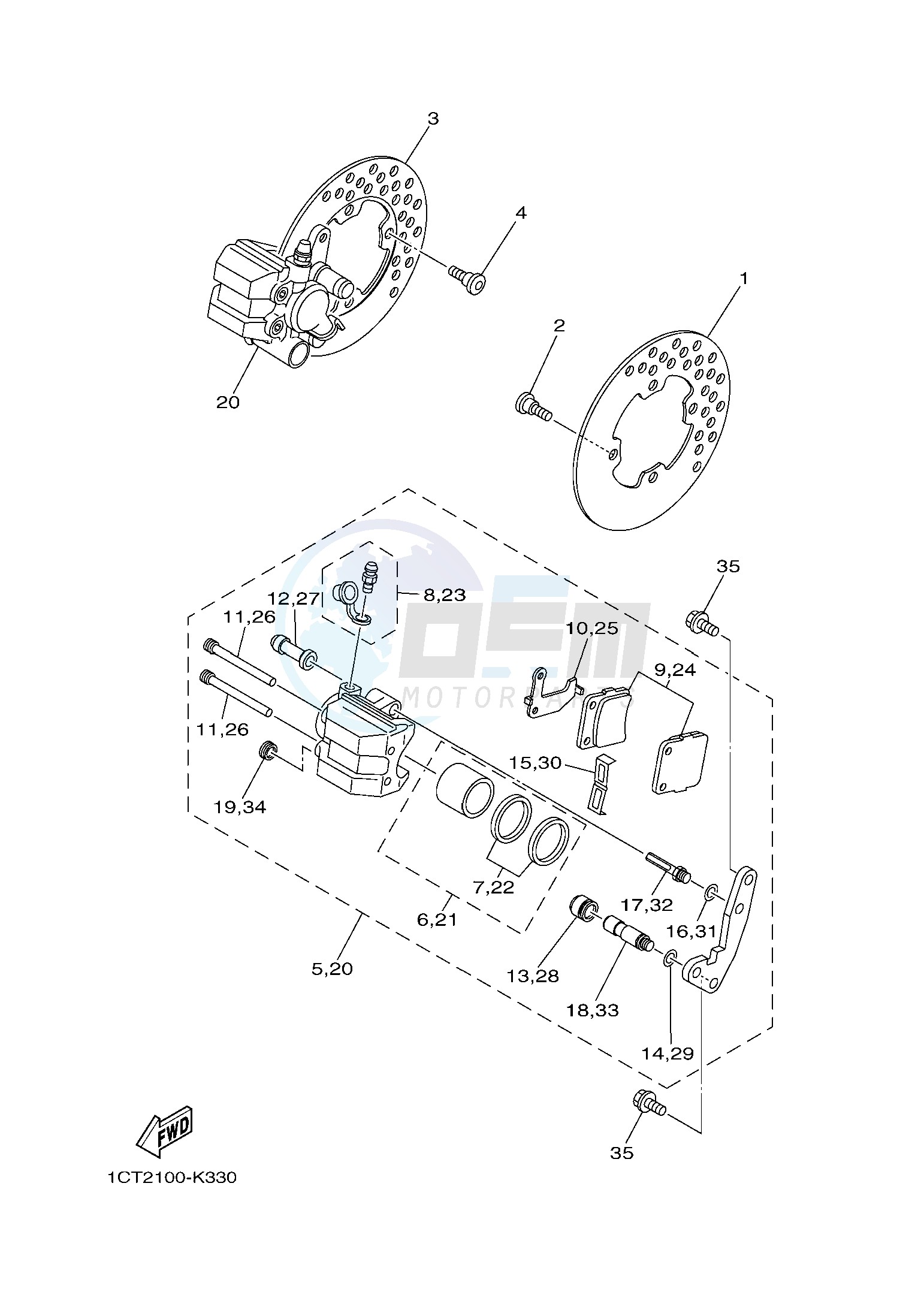 FRONT BRAKE CALIPER blueprint