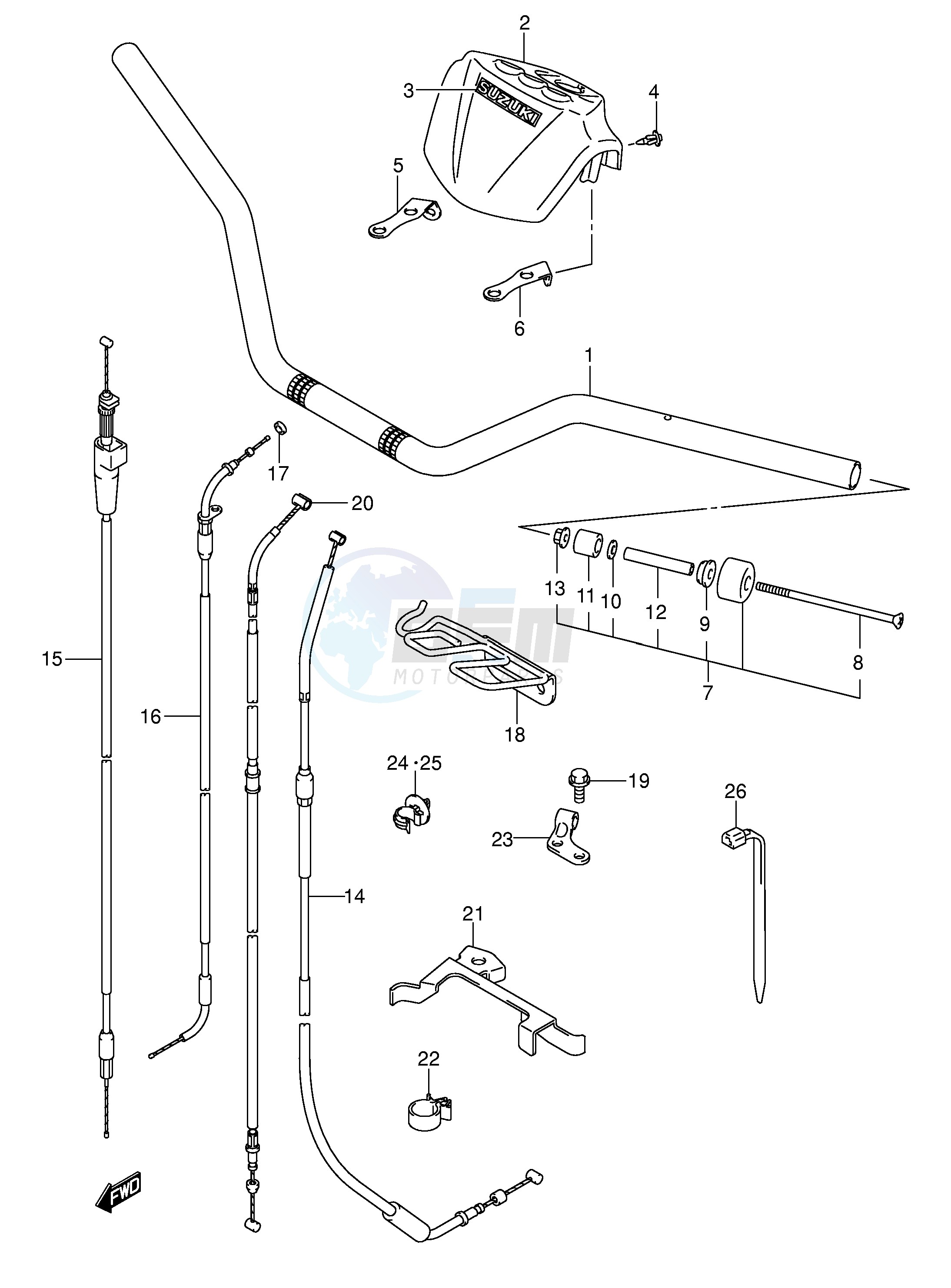 HANDLEBAR (MODEL K5 K6 K7) blueprint