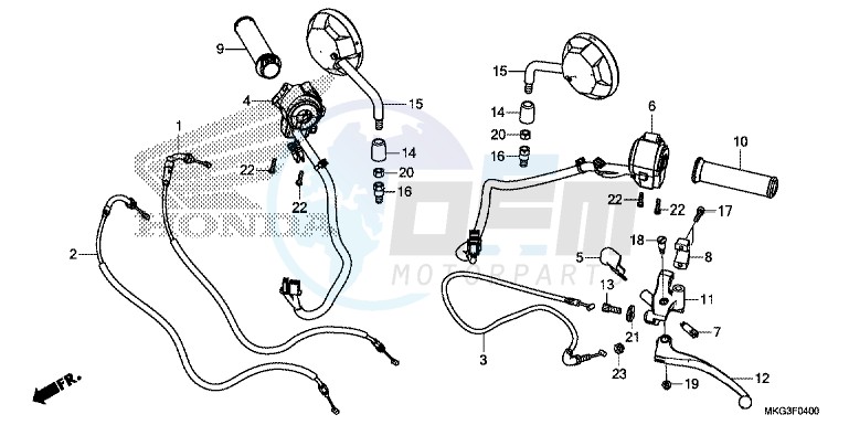 HANDLE LEVER/ SWITCH/ CABLE/ MIRROR blueprint