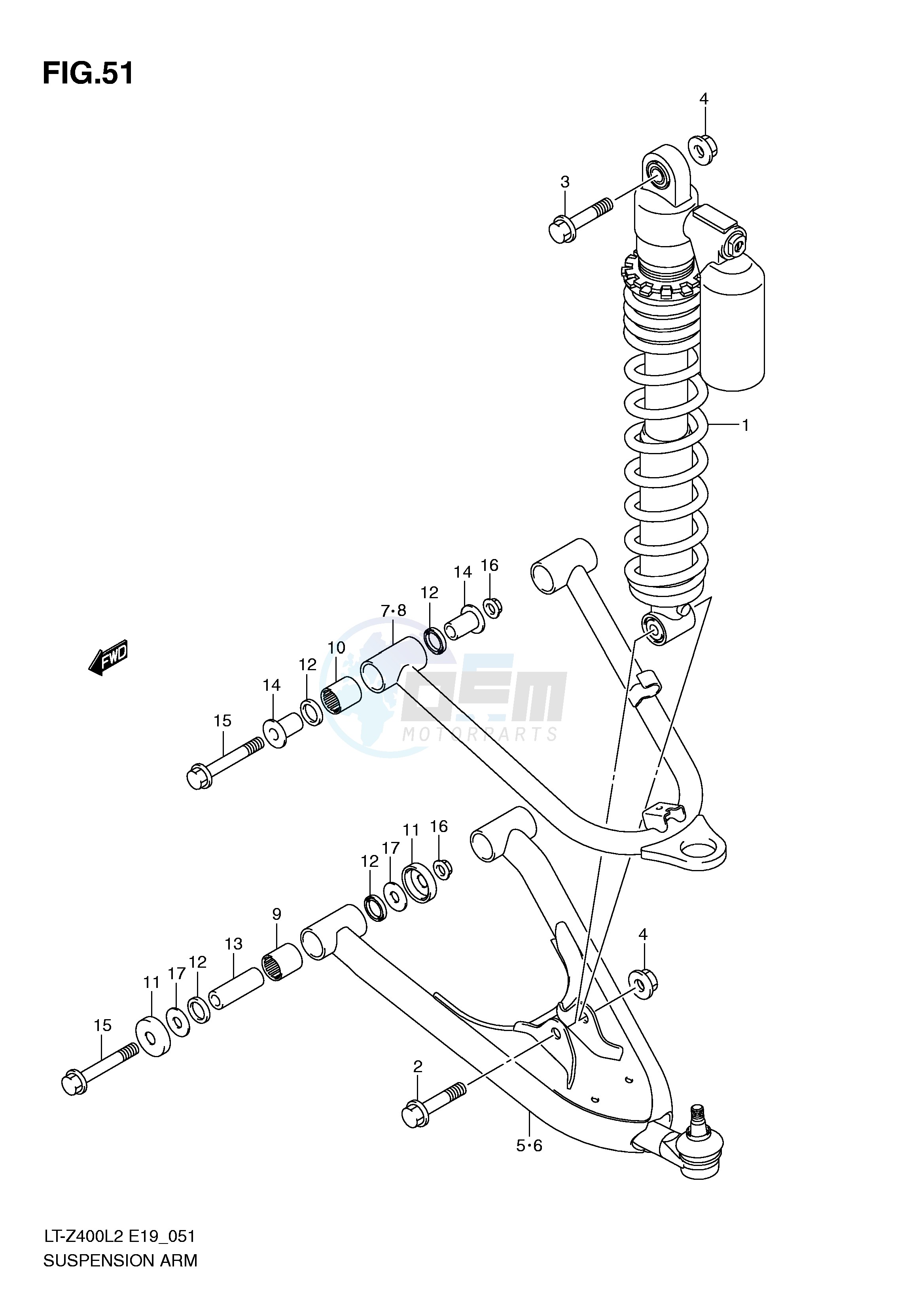 SUSPENSION ARM (LT-Z400L2 E19) blueprint