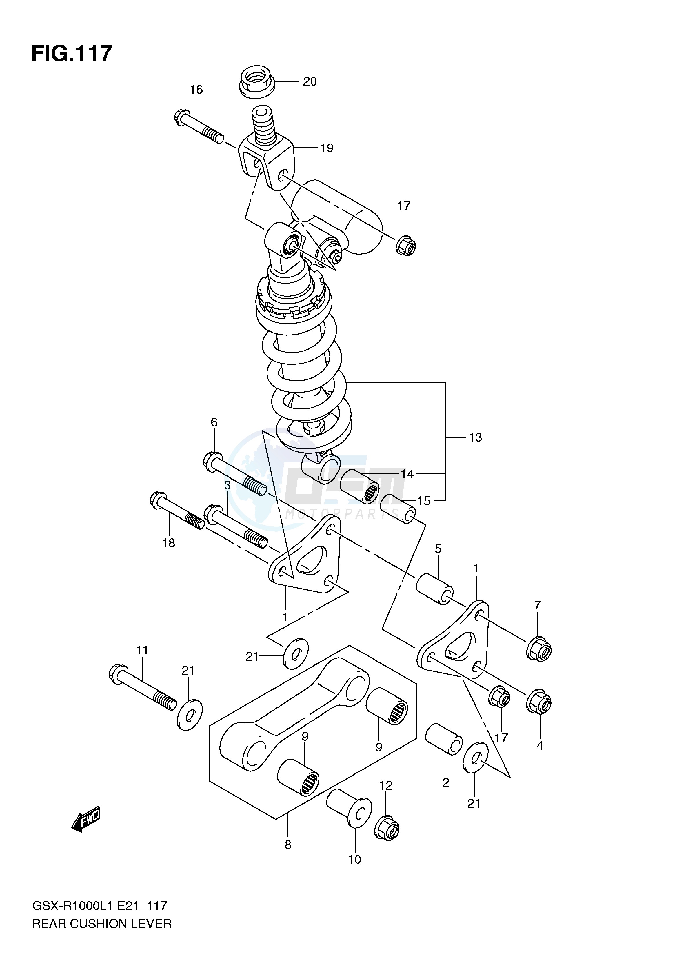 REAR CUSHION LEVER (GSX-R1000UFL1 E21) blueprint