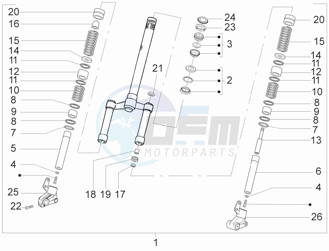 Fork steering tube - Steering bearing unit blueprint