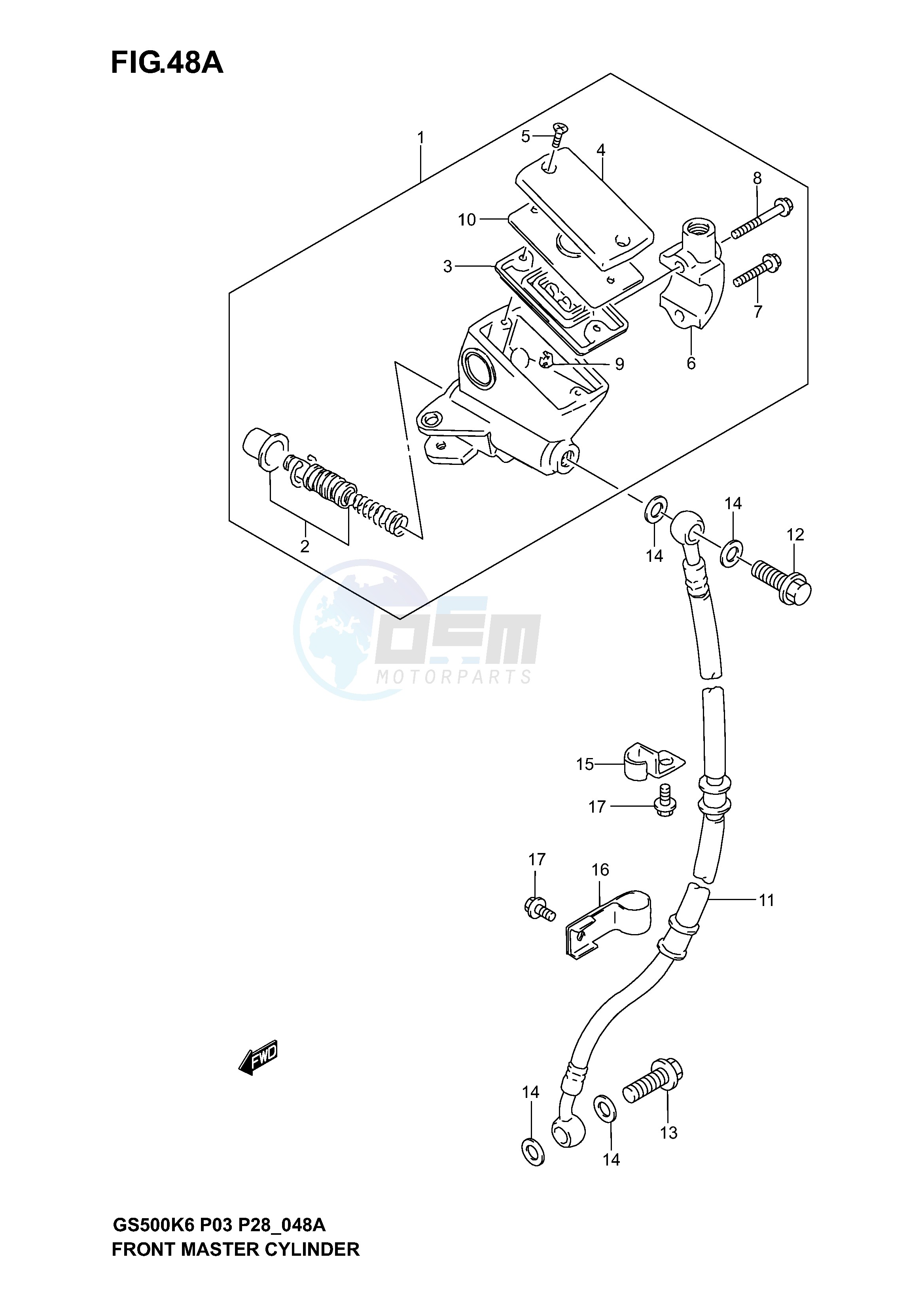 FRONT MASTER CYLINDER (GS500K4 K5 K6 P28) image