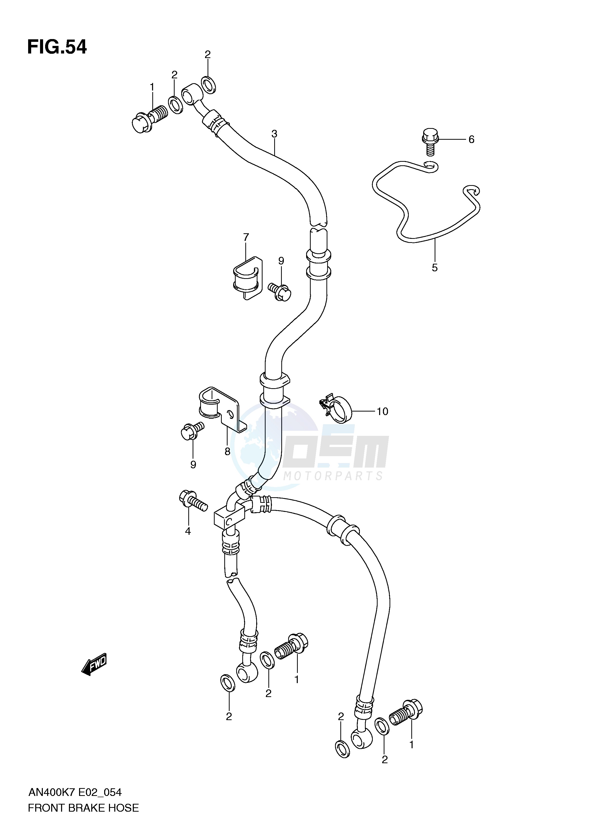 FRONT BRAKE HOSE (AN400K7 ZK7 K8 ZK8 K9 L0) image