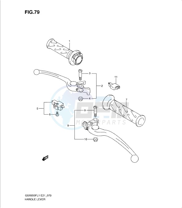 HANDLE LEVER (GSX650FUL1 E21) blueprint