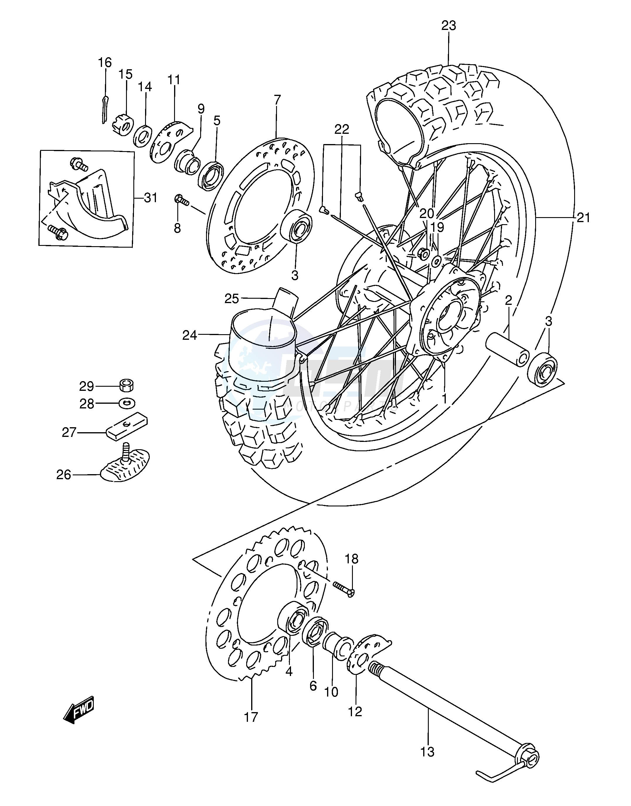 REAR WHEEL (MODEL R S T) image