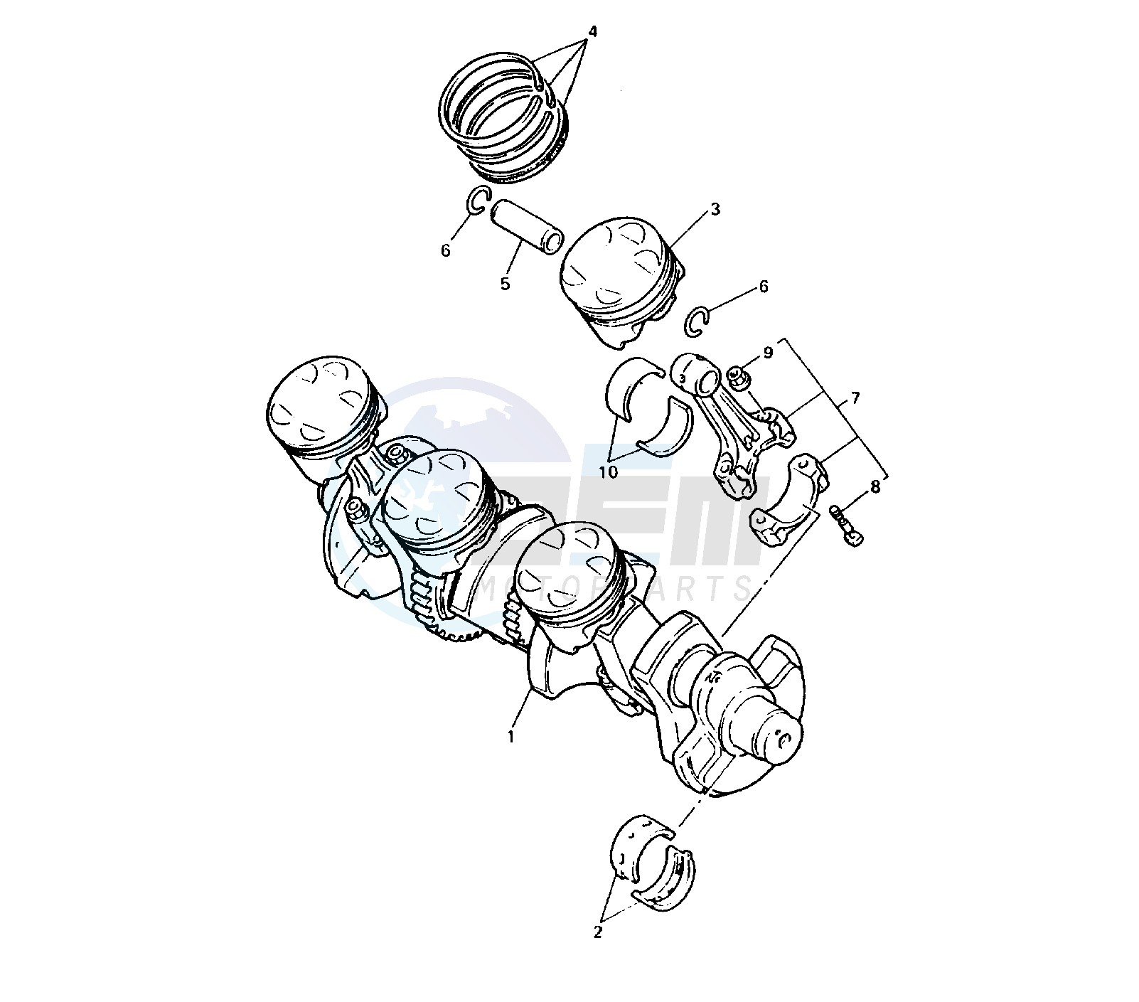 CRANKSHAFT AND PISTON blueprint