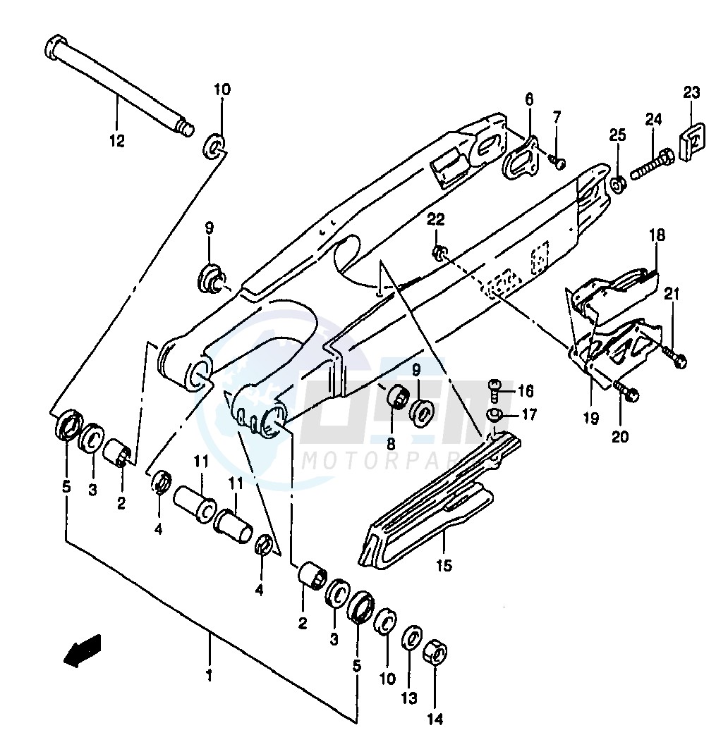REAR SWINGING ARM (MODEL X) blueprint