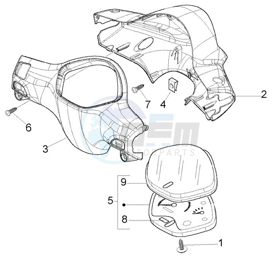 Speedometers Kms. - handlebar cover blueprint