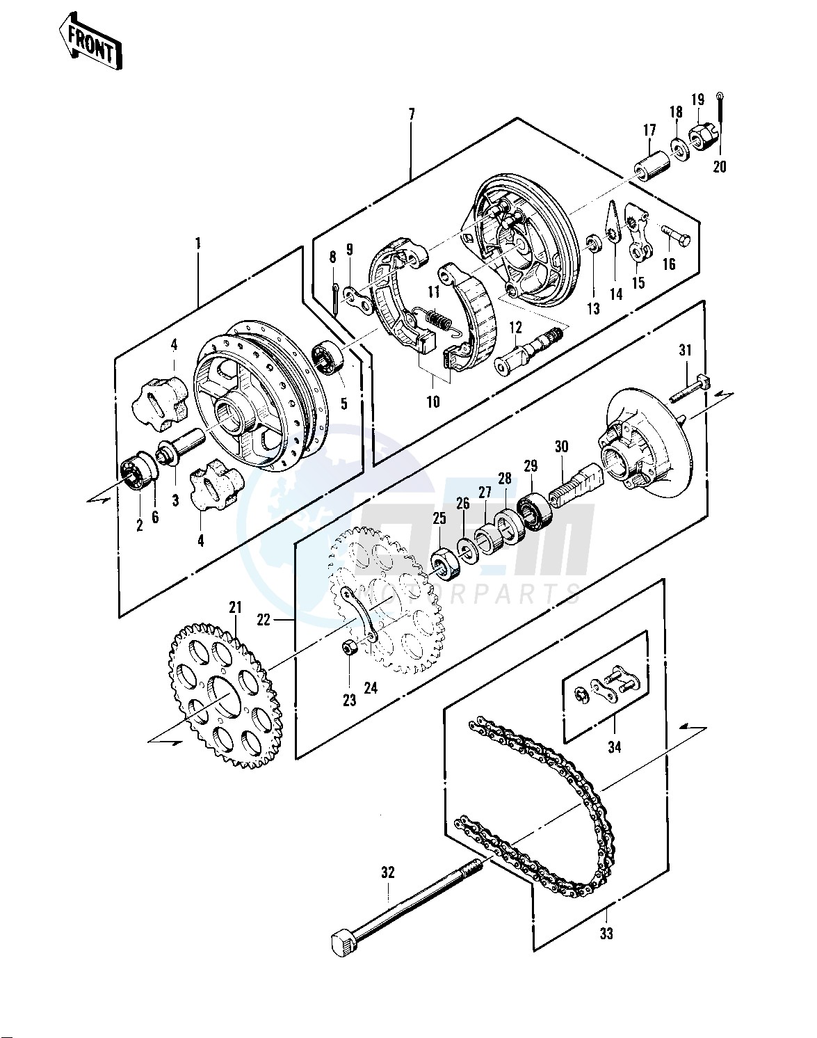 REAR HUB_BRAKE_CHAIN -- 74 -75 KZ400_KZ400D- - image