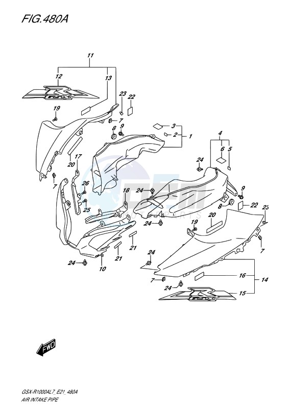 AIR INTAKE PIPE (YSF) blueprint