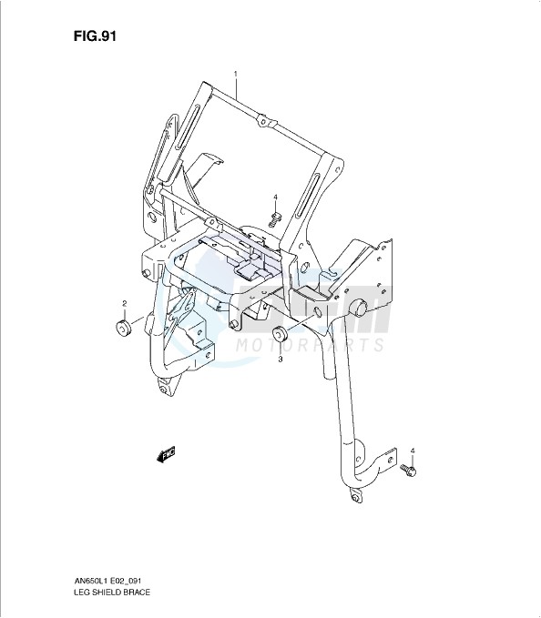 LEG SHIELD BRACE (AN650AL1 E2) blueprint