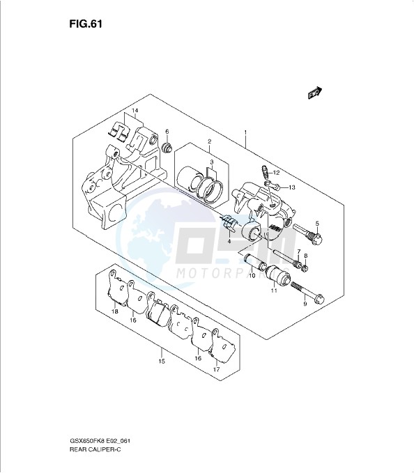 REAR CALIPER (GSX650F K8 - L2) blueprint