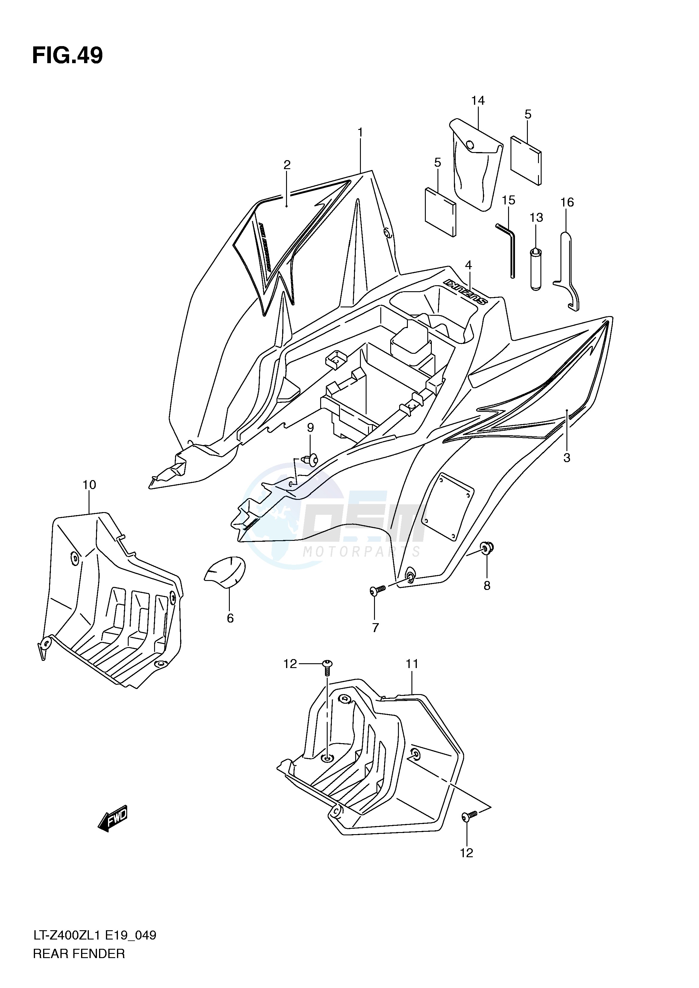 REAR FENDER (LT-Z400L1 E19) blueprint