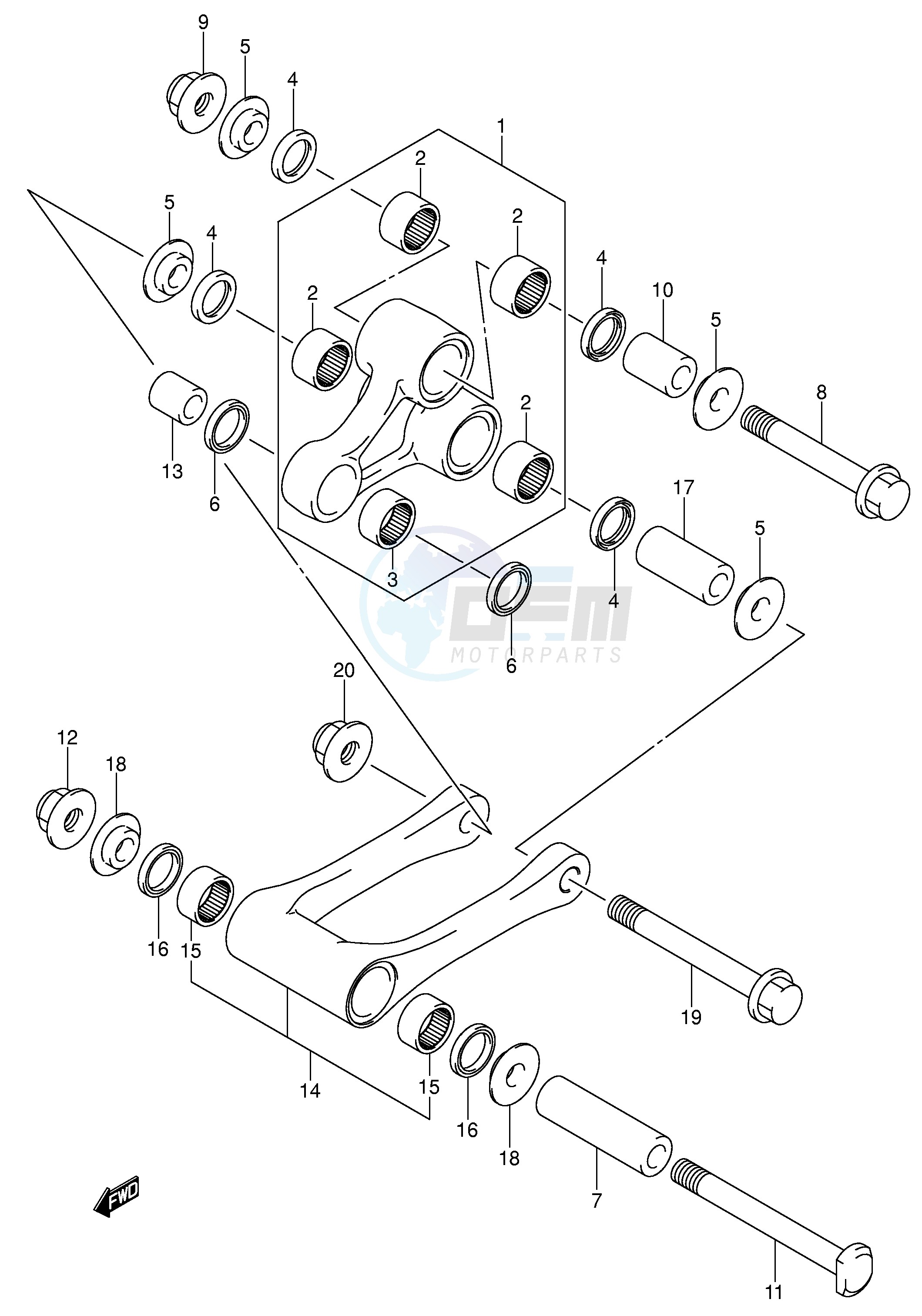 REAR CUSHION LEVER (MODEL K4 K5 K6) blueprint