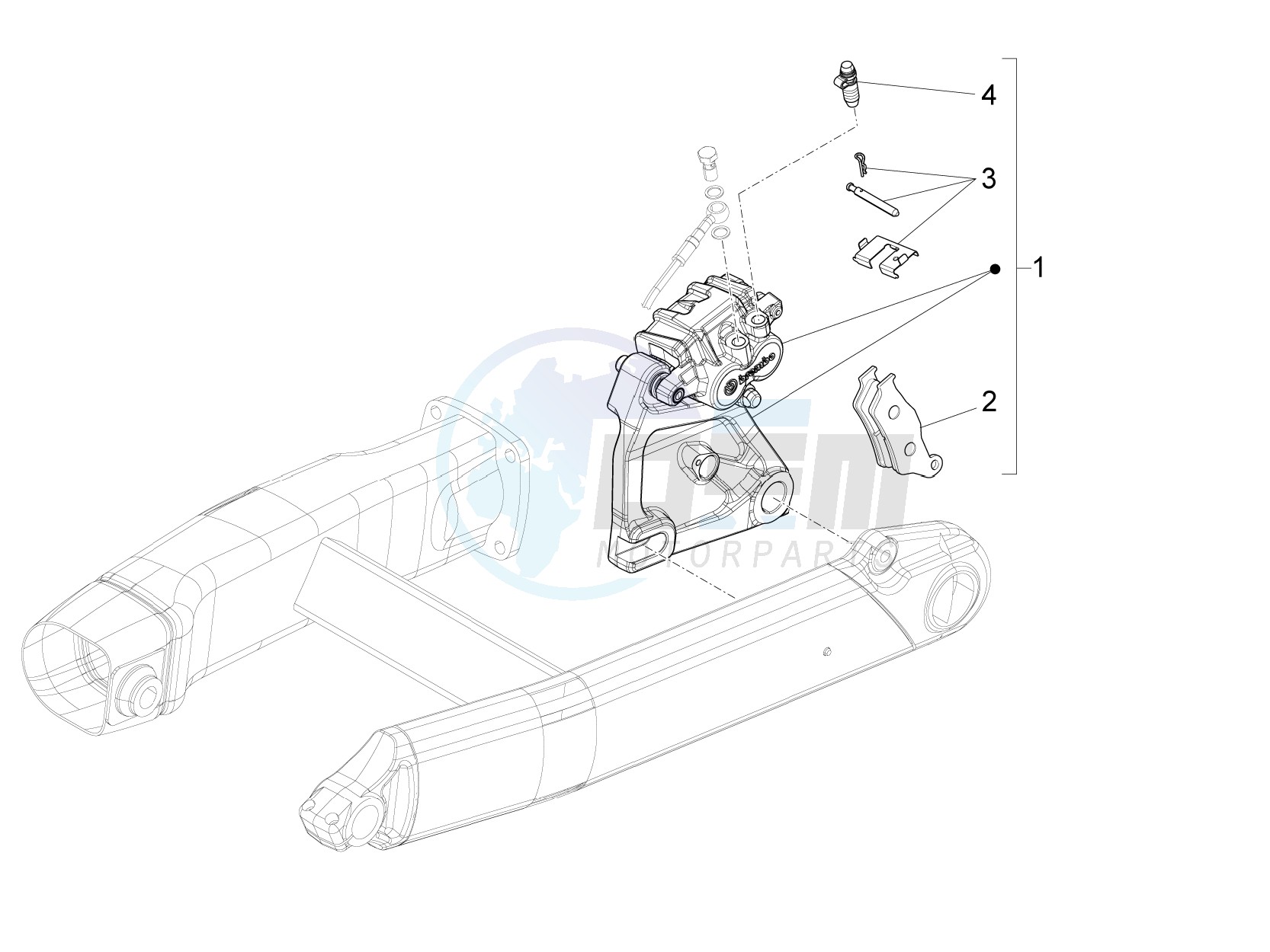 Rear brake caliper blueprint