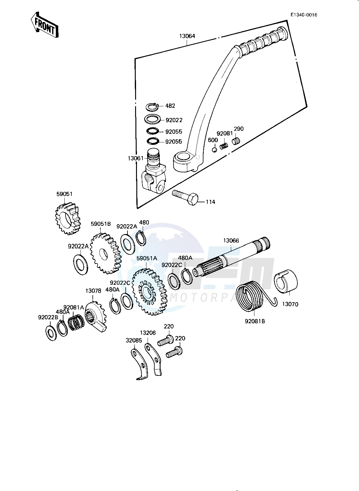KICKSTARTER MECHANISM -- 82-83 KE175-D4_D5- - blueprint