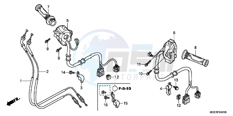 SWITCH/CABLE (VFR1200FD) blueprint