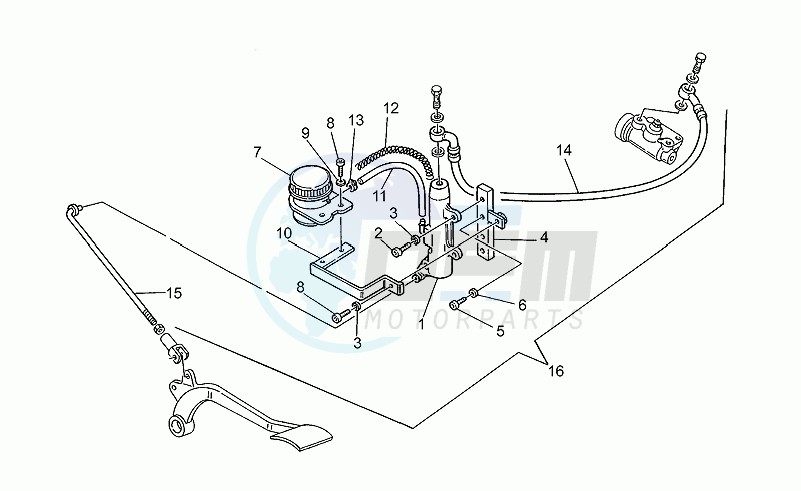 Rear brake m.cyl. Mod.group blueprint