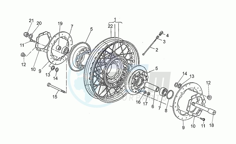 Front wheel, spokes blueprint
