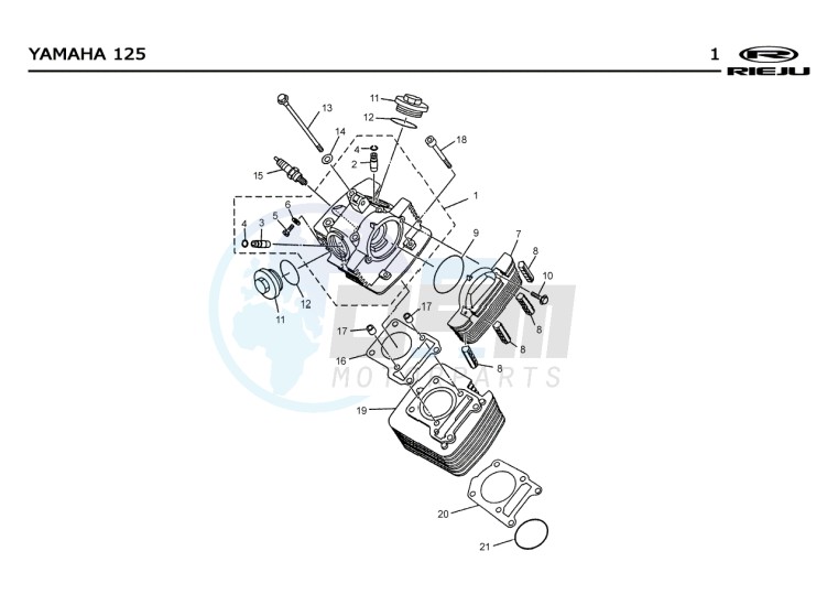 CYLINDER HEAD - CYLINDER  Yamaha 125 4T EURO2 blueprint