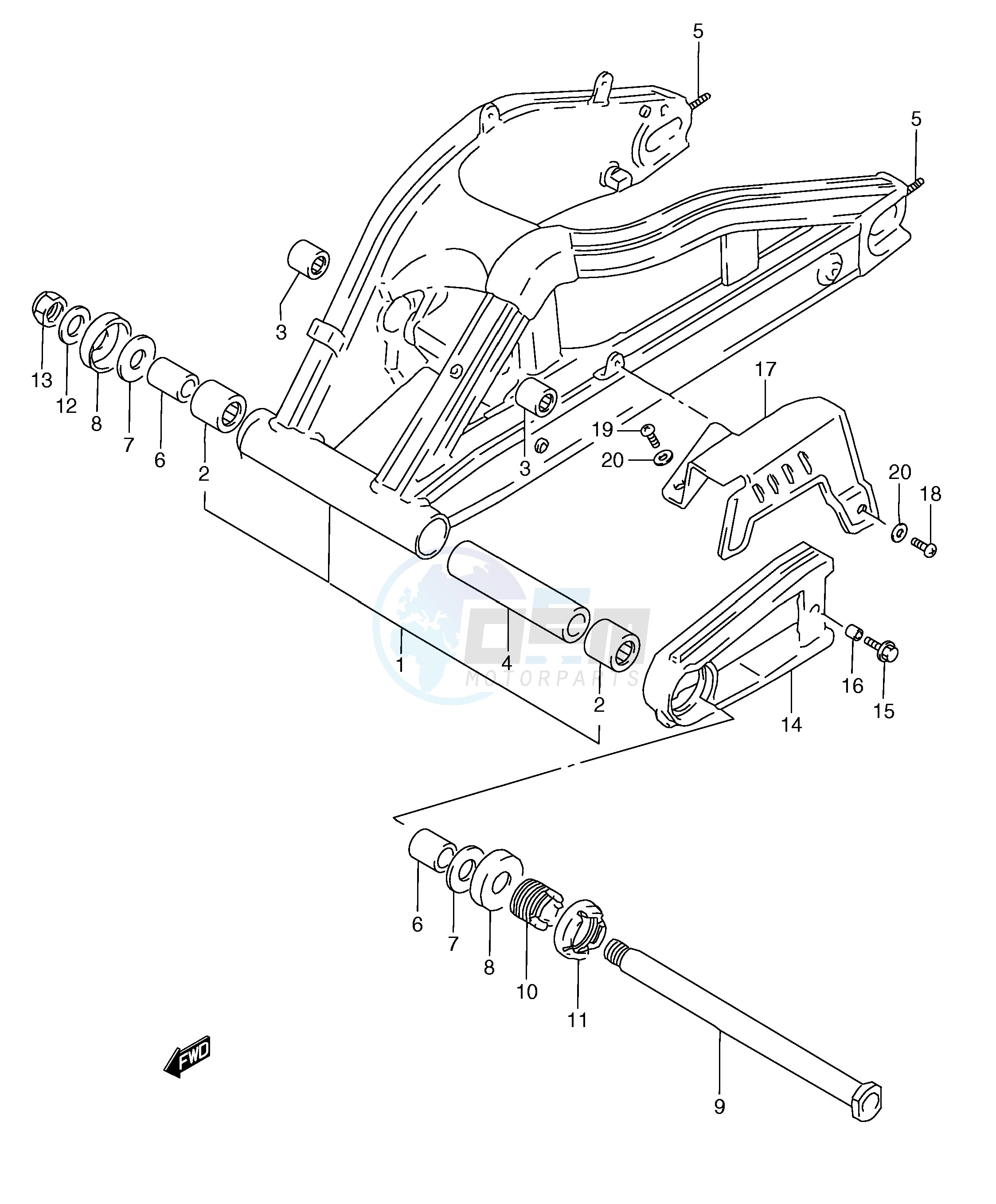 REAR SWINGING ARM (MODEL N) blueprint