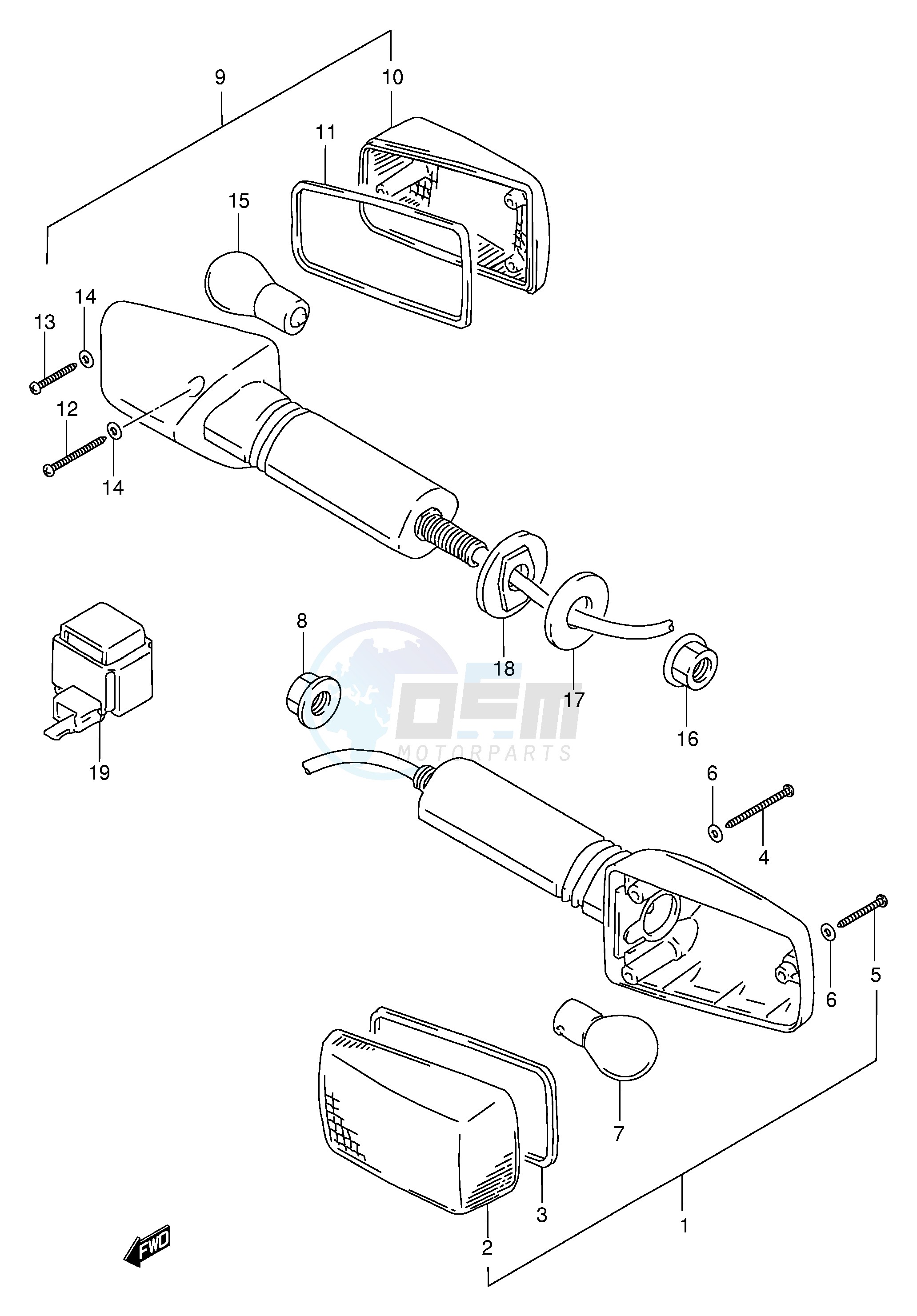 TURNSIGNAL LAMP (MODEL T V W) blueprint