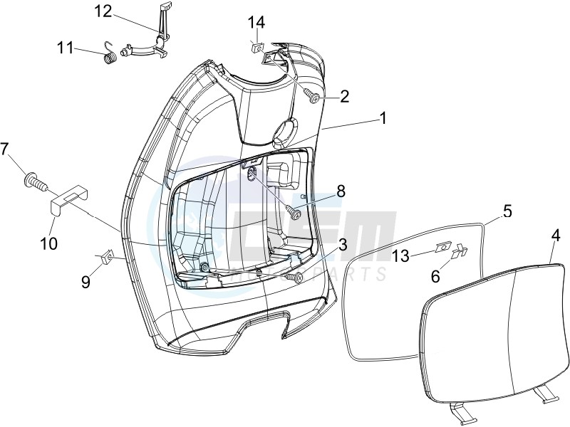 Front glovebox - Knee-guard panel blueprint