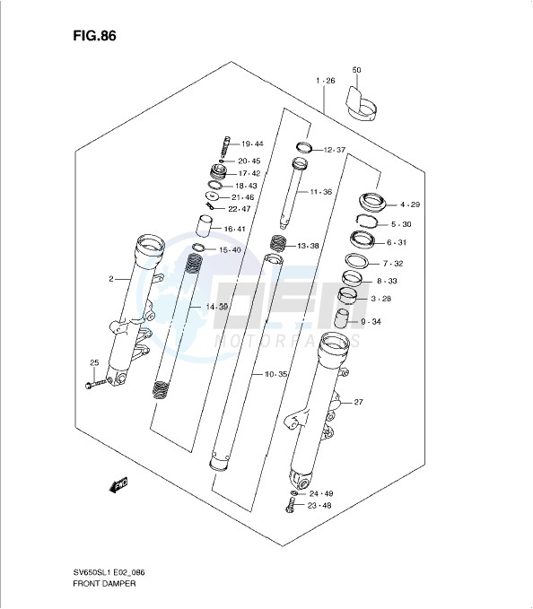 FRONT DAMPER (SV650SL1 E24) blueprint