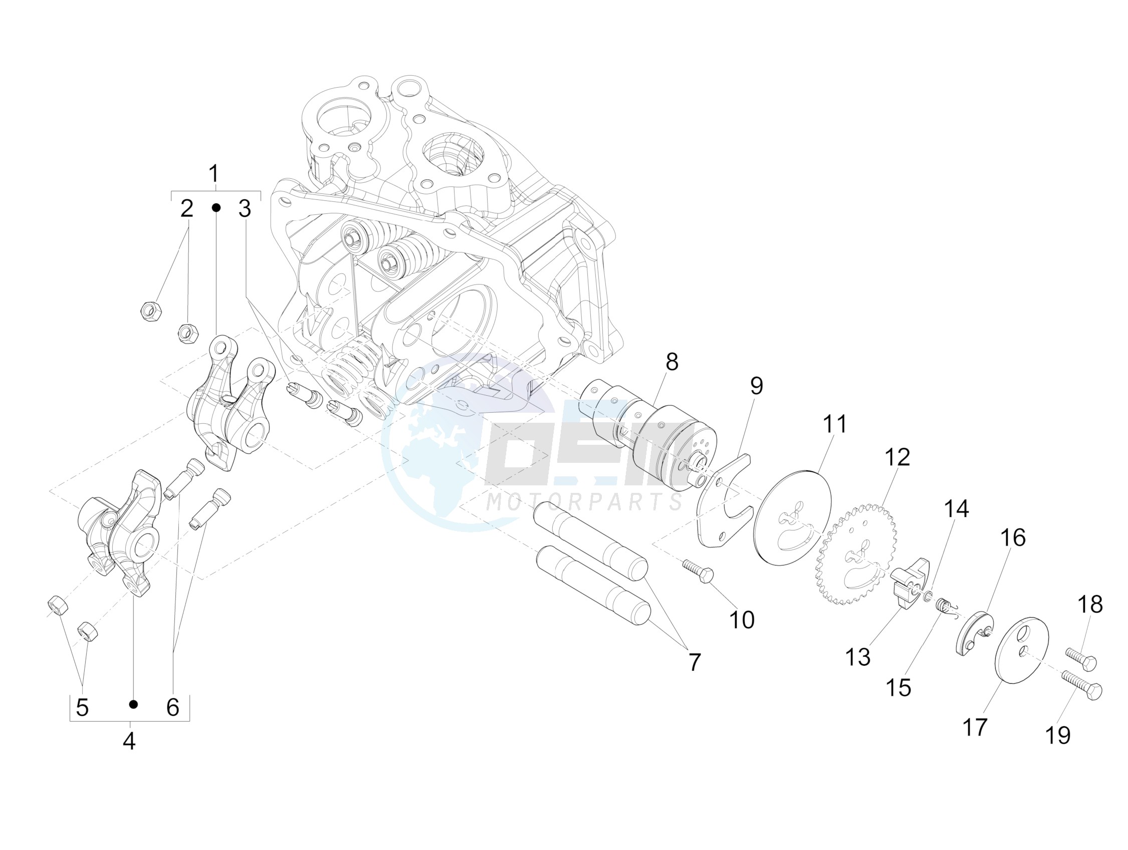 Rocking levers support unit blueprint