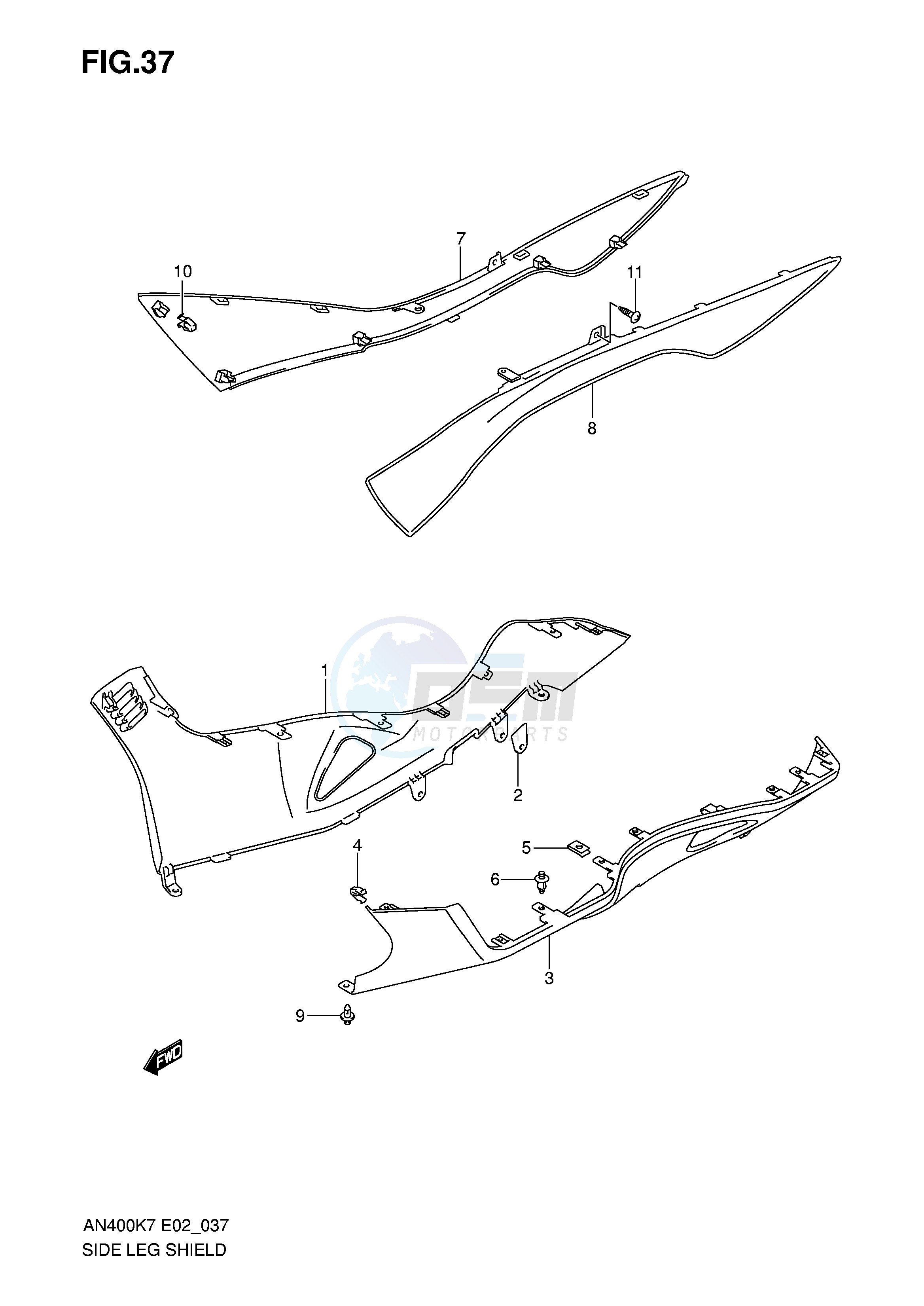 SIDE LEG SHIELD (MODEL K7 K8) blueprint
