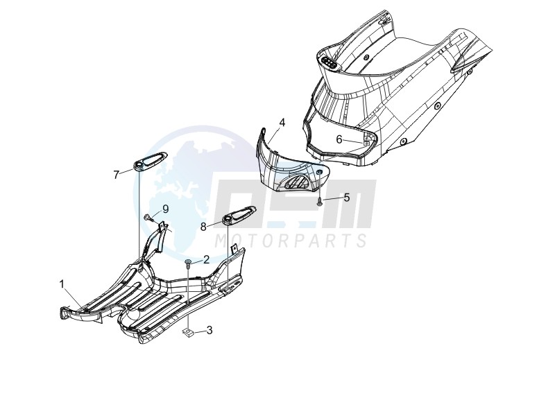 Central cover - Footrests blueprint