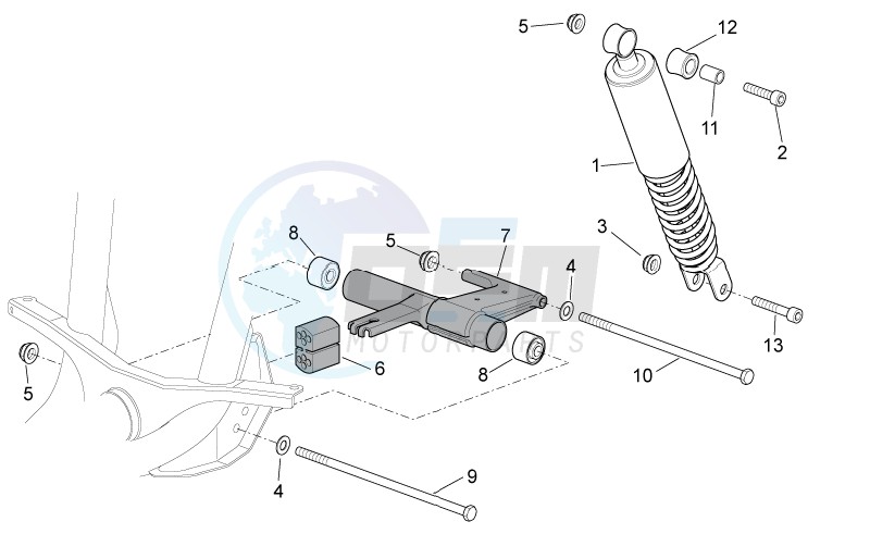 R.shock absorber-connect. Rod blueprint
