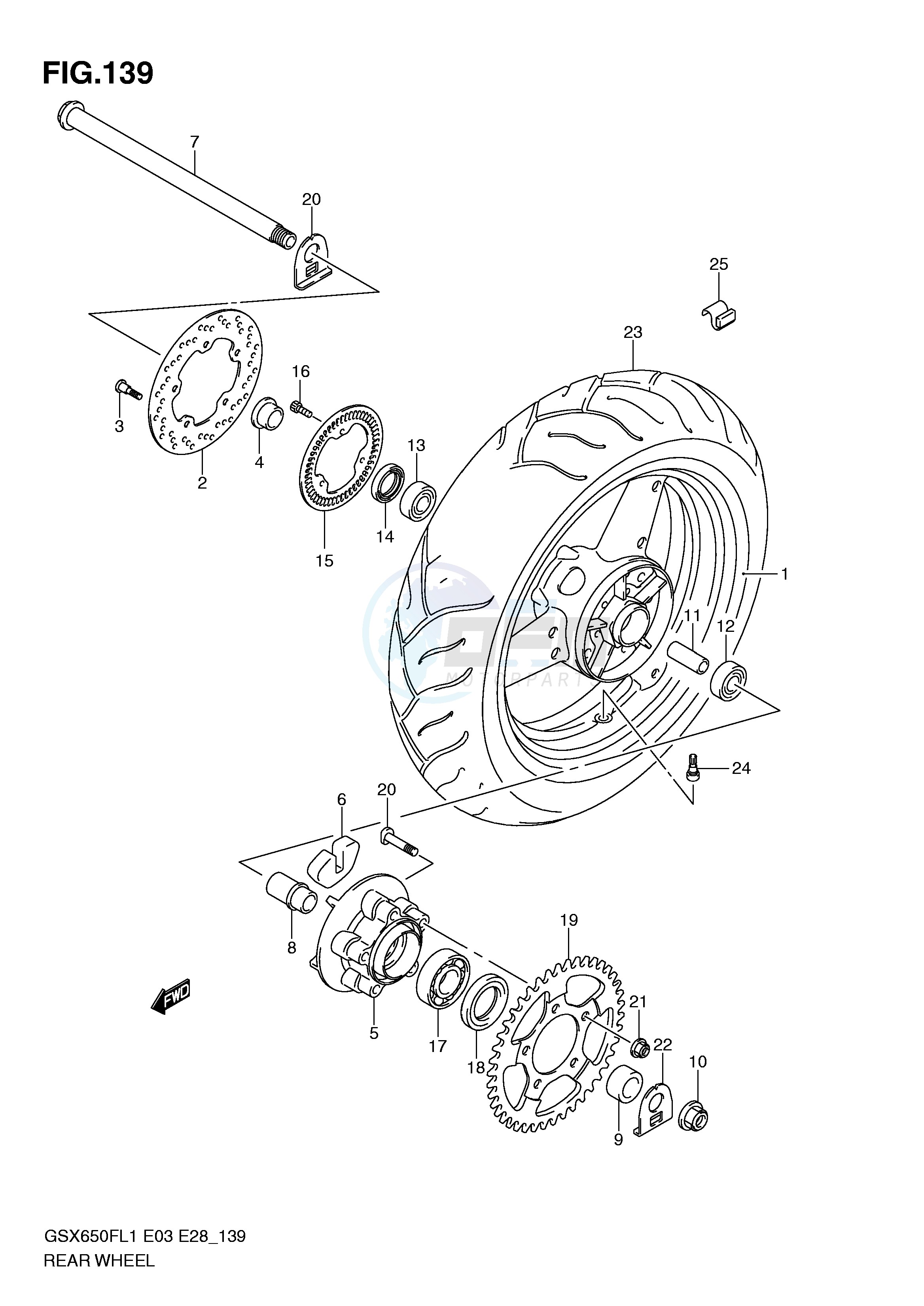 REAR WHEEL (GSX650FAL1 E33) image