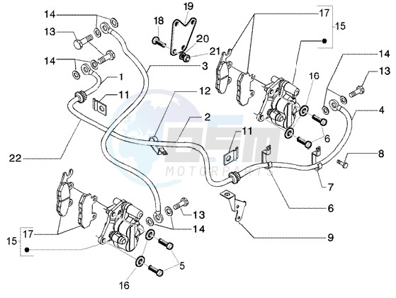 Brake calipers - brake pipes blueprint