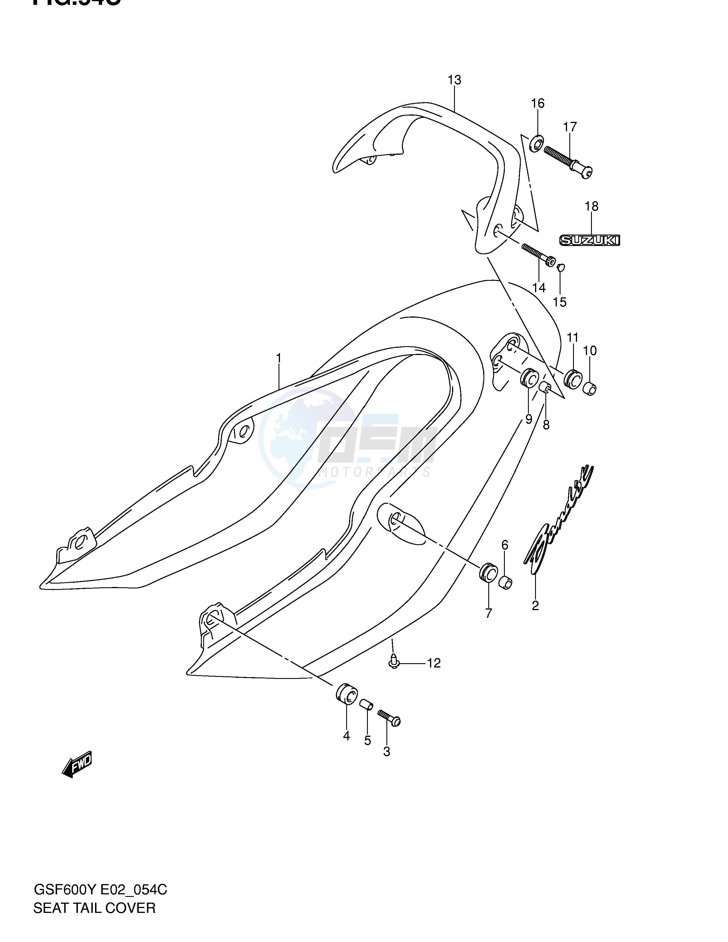 SEAT TAIL COVER (GSF600K2 UK2) blueprint