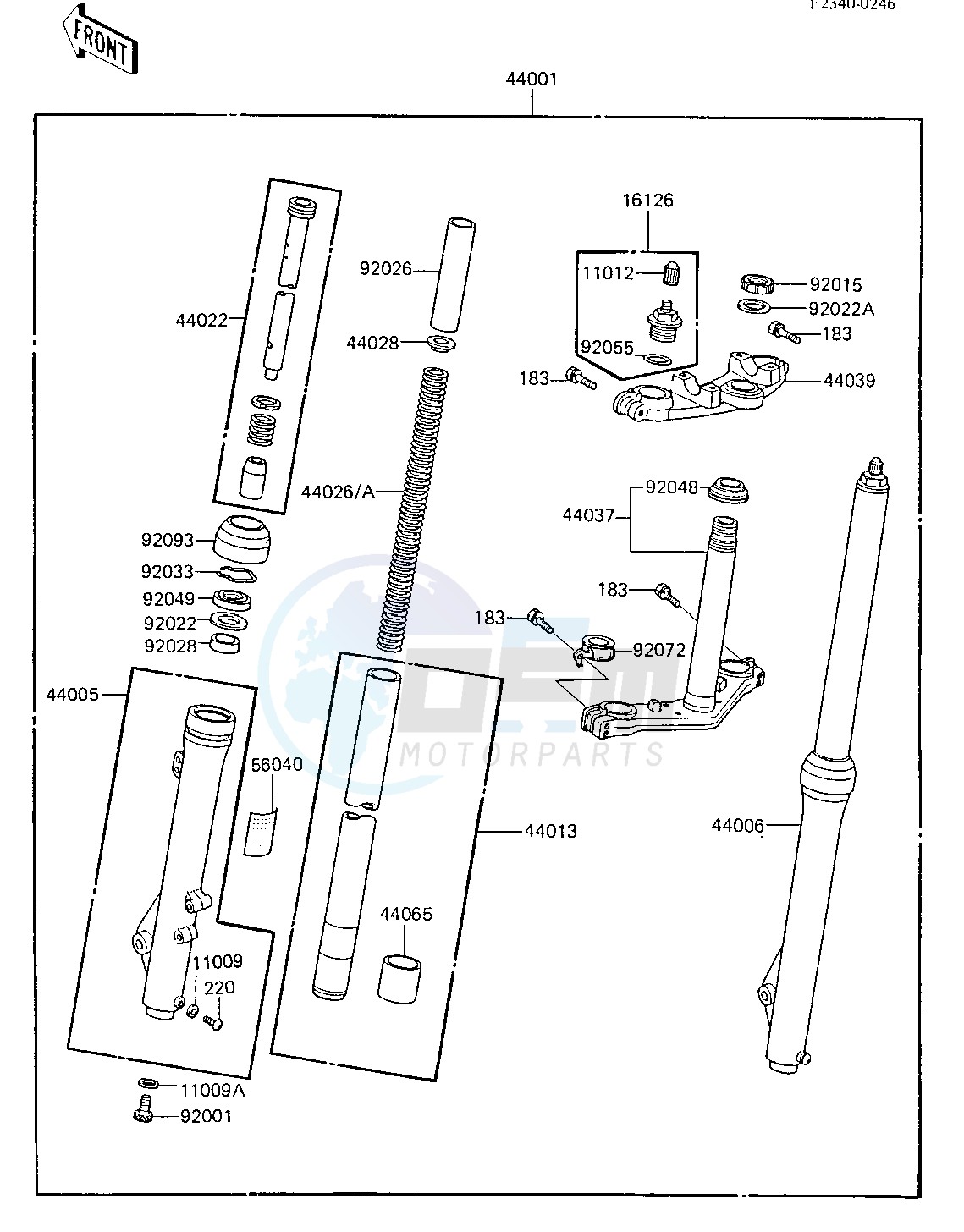 FRONT FORK -- 85 KX80-E3- - blueprint