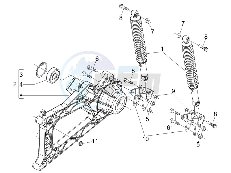 Rear suspension - Shock absorbers blueprint