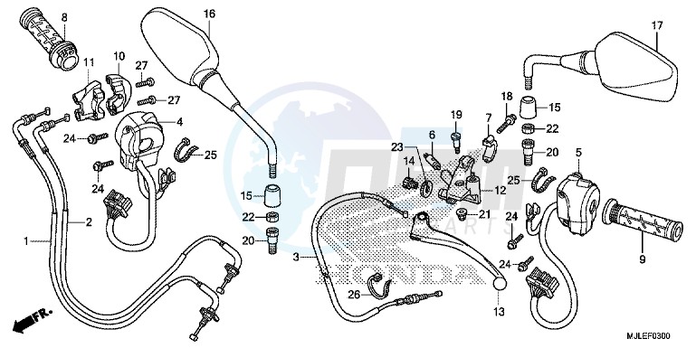 HANDLE LEVER/ SWITCH/ CABLE (NC750S/ SA) blueprint