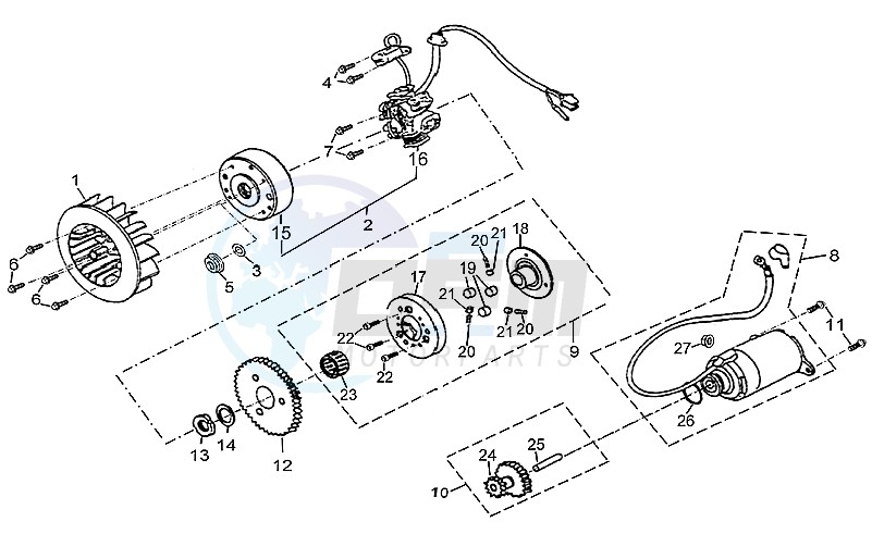 Flywheel-Syarter motor blueprint
