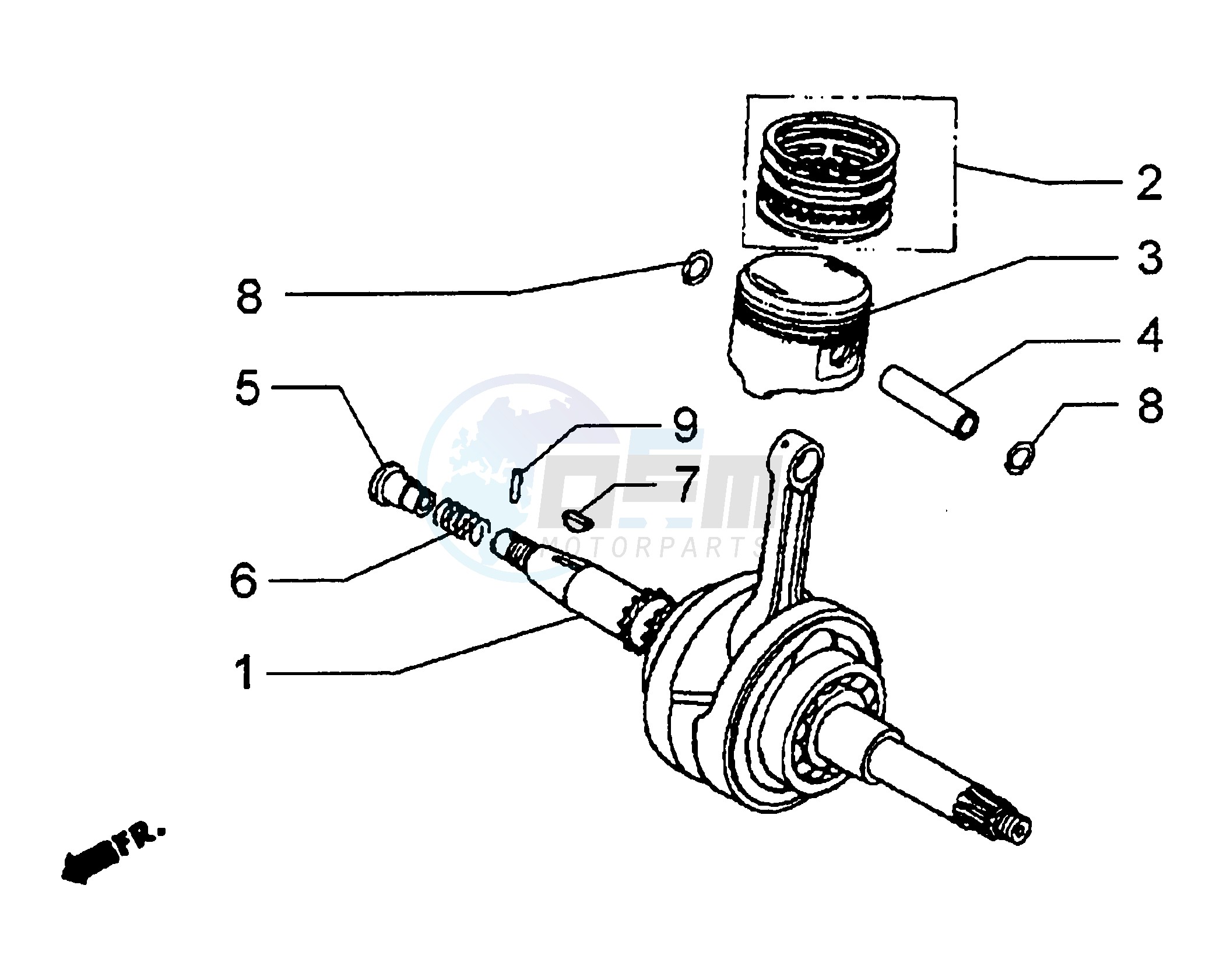 Drive shaft - Cylinder - Piston blueprint