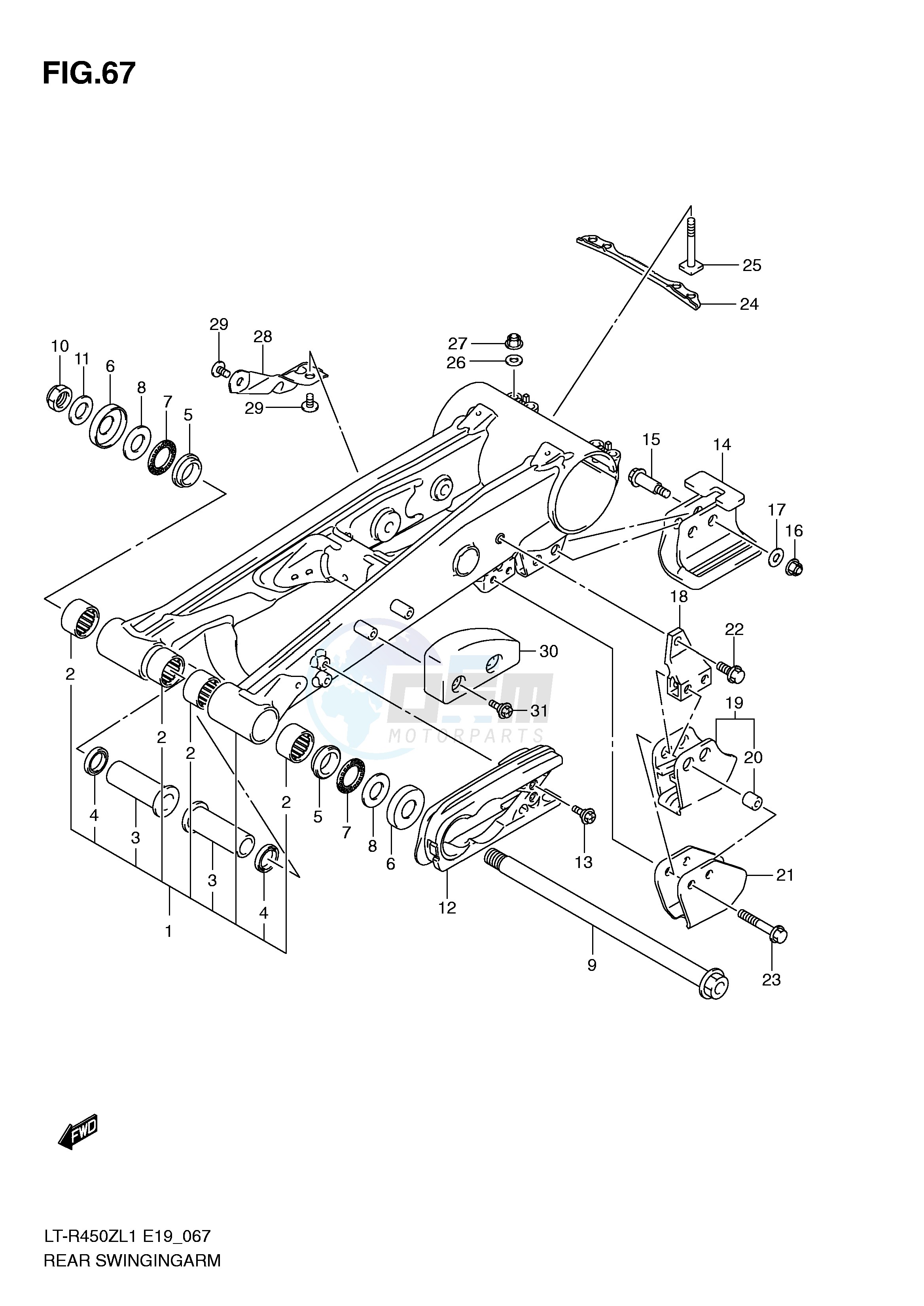 REAR SWINGING ARM (LT-R450L1 E19) blueprint